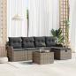 Preview: ARDEBO.de - 6-teiliges Garten Sofa Set mit Kissen Grau Poly Rattan, 2-Sitzer Garten Sofa mit Stauraum & Kissen Grau Poly Rattan