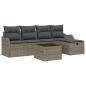 Preview: 6-teiliges Garten Sofa Set mit Kissen Grau Poly Rattan, 2-Sitzer Garten Sofa mit Stauraum & Kissen Grau Poly Rattan