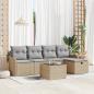Preview: ARDEBO.de - 6-teiliges Garten Sofa Set mit Kissen Beige Poly Rattan, 2-Sitzer Garten Sofa mit Stauraum und Kissen Beige Poly Rattan
