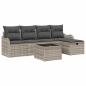 Preview: 6-teiliges Gartensofa-Set mit Kissen Hellgrau Poly-Rattan, 2-Sitzer Gartensofa mit Stauraum & Kissen Hellgrau Poly-Rattan