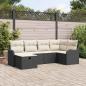 Preview: ARDEBO.de - 6-teiliges Garten Sofa Set mit Kissen Schwarz Poly Rattan, 2-Sitzer Garten Sofa mit Stauraum & Kissen Schwarz Poly Rattan