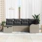 Preview: 6-teiliges Garten-Sofa-Set mit Kissen, hellgraues Poly-Rattan, 2-Sitzer Garten-Sofa mit Stauraum & Kissen, hellgraues Poly-Rattan