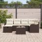 Preview: 7-teiliges Garten-Sofa-Set mit Kissen Braun Poly-Rattan, 2-Sitzer Garten-Sofa mit Stauraum & Kissen Braun Poly-Rattan