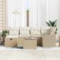Preview: 7-teiliges Garten-Sofa-Set mit Kissen Beige Poly Rattan, 2-Sitzer Garten-Sofa mit Stauraum & Kissen Beige Poly Rattan