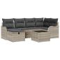 Preview: 7-teiliges Garten Sofa Set mit Kissen Hellgrau Poly Rattan, 2-Sitzer Garten Sofa mit Stauraum & Kissen Hellgrau Poly Rattan