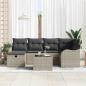 Preview: 7-teiliges Garten Sofa Set mit Kissen Hellgrau Poly Rattan, 2-Sitzer Garten Sofa mit Stauraum & Kissen Hellgrau Poly Rattan