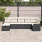 Preview: 7-teiliges Garten Sofa Set mit Kissen Schwarz Poly-Rattan, 2-Sitzer Garten Sofa mit Stauraum & Kissen Schwarz Poly-Rattan