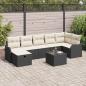 Preview: ARDEBO.de - 8-teiliges Garten-Sofa-Set mit Kissen schwarzes Poly-Rattan, 2-Sitzer Garten-Sofa mit Stauraum & Kissen schwarzes Poly-Rattan