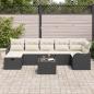 Preview: 8-teiliges Garten-Sofa-Set mit Kissen schwarzes Poly-Rattan, 2-Sitzer Garten-Sofa mit Stauraum & Kissen schwarzes Poly-Rattan