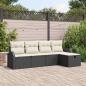 Preview: ARDEBO.de - 5-teiliges Garten Sofa Set mit Kissen Schwarz Poly-Rattan, 2-Sitzer Garten Sofa mit Stauraum & Kissen Schwarz Poly-Rattan