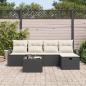 Preview: 6 Teile Garten Sofa Set mit Kissen Schwarz Poly Rattan, 2-Sitzer Garten Sofa mit Stauraum & Kissen Schwarz Poly Rattan
