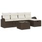 Preview: 6-teiliges Garten-Sofa-Set mit Kissen Braun Poly-Rattan, 2-Sitzer Garten-Sofa mit Stauraum&Waren Braun Poly-Rattan