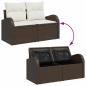 Preview: 6-teiliges Garten-Sofa-Set mit Kissen Braun Poly-Rattan, 2-Sitzer Garten-Sofa mit Stauraum&Waren Braun Poly-Rattan