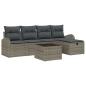 Preview: 6-teiliges Garten Sofa Set mit Kissen Grau Poly Rattan, 2-Sitzer Garten Sofa mit Stauraum & Kissen Grau Poly Rattan
