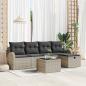 Preview: ARDEBO.de - 6-teiliges Garten Sofa Set mit Kissen Hellgrau Poly-Rattan, 2-Sitzer Garten Sofa mit Stauraum & Kissen Hellgrau Poly-Rattan