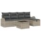 Preview: 6-teiliges Garten Sofa Set mit Kissen Hellgrau Poly-Rattan, 2-Sitzer Garten Sofa mit Stauraum & Kissen Hellgrau Poly-Rattan