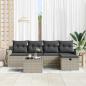 Preview: 6-teiliges Garten Sofa Set mit Kissen Hellgrau Poly-Rattan, 2-Sitzer Garten Sofa mit Stauraum & Kissen Hellgrau Poly-Rattan