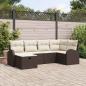 Preview: ARDEBO.de - 6-teiliges Garten-Sofa-Set mit Kissen Braun Poly Rattan, 2-Sitzer Garten-Sofa mit Stauraum & Kissen Braun Poly Rattan