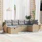Preview: ARDEBO.de - 6-teiliges Garten Sofa Set mit Kissen Beige Poly Rattan, 2-Sitzer Garten Sofa mit Stauraum & Kissen Beige Poly Rattan