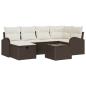 Preview: 7-teiliges Garten Sofa Set mit Kissen in braunem Poly-Rattan, 2-Sitzer Garten Sofa mit Stauraum und Kissen in braunem Poly-Rattan