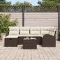 Preview: 7-teiliges Garten Sofa Set mit Kissen in braunem Poly-Rattan, 2-Sitzer Garten Sofa mit Stauraum und Kissen in braunem Poly-Rattan