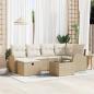 Preview: ARDEBO.de - 7-teiliges Garten Sofa Set mit Kissen Beige Poly Rattan, 2-Sitzer Garten Sofa mit Stauraum & Kissen Beige Poly Rattan