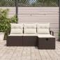 Preview: 4-teiliges Garten-Sofaset mit Kissen Braun Poly-Rattan, 2-Sitzer Garten-Sofa mit Stauraum & Kissen Braun Poly-Rattan