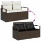 Preview: 4-teiliges Garten-Sofaset mit Kissen Braun Poly-Rattan, 2-Sitzer Garten-Sofa mit Stauraum & Kissen Braun Poly-Rattan