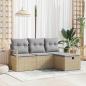 Preview: ARDEBO.de - 4-teiliges Garten-Sofa-Set mit Kissen Beige Poly-Rattan, 2-Sitzer Garten-Sofa mit Stauraum & Kissen Beige Poly-Rattan