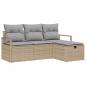 Preview: 4-teiliges Garten-Sofa-Set mit Kissen Beige Poly-Rattan, 2-Sitzer Garten-Sofa mit Stauraum & Kissen Beige Poly-Rattan
