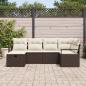 Preview: 6-teiliges Garten Sofa Set mit Kissen Braun Poly Rattan, 2-Sitzer Garten Sofa mit Stauraum & Kissen Braun Poly Rattan