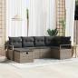 Preview: ARDEBO.de - 6-teiliges Garten Sofa Set mit Kissen Grau Poly Rattan, 2-Sitzer Garten Sofa mit Stauraum & Kissen Grau Poly Rattan