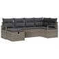 Preview: 6-teiliges Garten Sofa Set mit Kissen Grau Poly Rattan, 2-Sitzer Garten Sofa mit Stauraum & Kissen Grau Poly Rattan