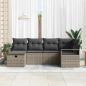 Preview: 6-teiliges Garten Sofa Set mit Kissen Grau Poly Rattan, 2-Sitzer Garten Sofa mit Stauraum & Kissen Grau Poly Rattan