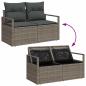 Preview: 6-teiliges Garten Sofa Set mit Kissen Grau Poly Rattan, 2-Sitzer Garten Sofa mit Stauraum & Kissen Grau Poly Rattan
