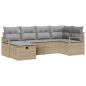 Preview: 6-teiliges Garten Sofa Set mit Kissen Beiger Poly Rattan, 2-Sitzer Garten Sofa mit Stauraum& Kissen Beiger Poly Rattan