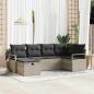Preview: ARDEBO.de - 6-teiliges Garten-Sofa-Set mit Kissen Hellgraues Poly-Rattan, 2-Sitzer Garten-Sofa mit Stauraum & Kissen Grau Poly-Rattan
