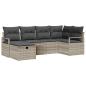 Preview: 6-teiliges Garten-Sofa-Set mit Kissen Hellgraues Poly-Rattan, 2-Sitzer Garten-Sofa mit Stauraum & Kissen Grau Poly-Rattan