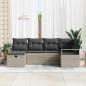 Preview: 6-teiliges Garten-Sofa-Set mit Kissen Hellgraues Poly-Rattan, 2-Sitzer Garten-Sofa mit Stauraum & Kissen Grau Poly-Rattan