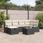 Preview: ARDEBO.de - 7-teiliges Garten-Sofa-Set mit Kissen Schwarzes Poly-Rattan, 2-Sitzer Garten-Sofa mit Stauraum & Kissen Schwarzes Poly-Rattan