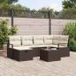 Preview: ARDEBO.de - 7-teiliges Garten Sofa Set mit Kissen Braun Poly Rattan, 2-Sitzer Garten Sofa mit Stauraum & Kissen Braun Poly Rattan