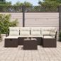 Preview: 7-teiliges Garten Sofa Set mit Kissen Braun Poly Rattan, 2-Sitzer Garten Sofa mit Stauraum & Kissen Braun Poly Rattan
