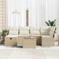 Preview: 7-teiliges Garten-Sofa-Set mit Kissen Beige Poly Rattan, 2-Sitzer Garten-Sofa mit Stauraum & Kissen Beige Poly Rattan