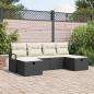 Preview: ARDEBO.de - 6-teiliges Garten-Sofa-Set mit Kissen Schwarz Poly Rattan, 2-Sitzer Garten-Sofa mit Stauraum & Kissen Schwarz Poly Rattan