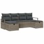 Preview: ARDEBO.de - 6-teiliges Garten Sofa Set mit Kissen Grau Poly Rattan, 2-Sitzer Garten Sofa mit Stauraum & Kissen Grau Poly Rattan