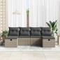 Preview: 6-teiliges Garten Sofa Set mit Kissen Grau Poly Rattan, 2-Sitzer Garten Sofa mit Stauraum & Kissen Grau Poly Rattan