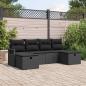 Preview: ARDEBO.de - 6-teiliges Garten Sofa Set mit Kissen Schwarz Poly Rattan, 2-Sitzer Garten Sofa mit Stauraum & Kissen Schwarz Poly Rattan
