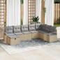 Preview: ARDEBO.de - 8-teiliges Garten-Sofa-Set mit Kissen in Beige aus Poly Rattan, 2-sitziges Garten-Sofa mit Stauraum und Kissen in Beige aus Poly Rattan