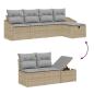 Preview: 6-teiliges Garten-Sofa-Set mit Kissen Beige Poly-Rattan