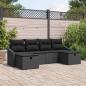 Preview: ARDEBO.de - 6-teiliges Garten Sofa Set mit Kissen Schwarz Poly Rattan